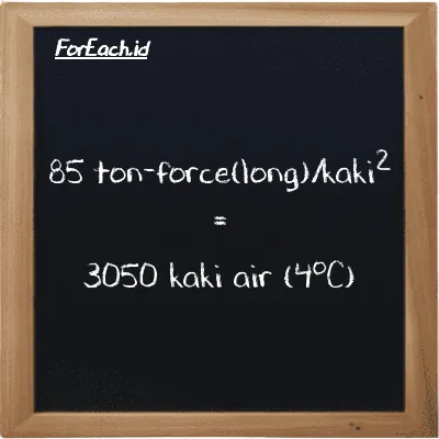 85 ton-force(long)/kaki<sup>2</sup> setara dengan 3050 kaki air (4<sup>o</sup>C) (85 LT f/ft<sup>2</sup> setara dengan 3050 ftH2O)